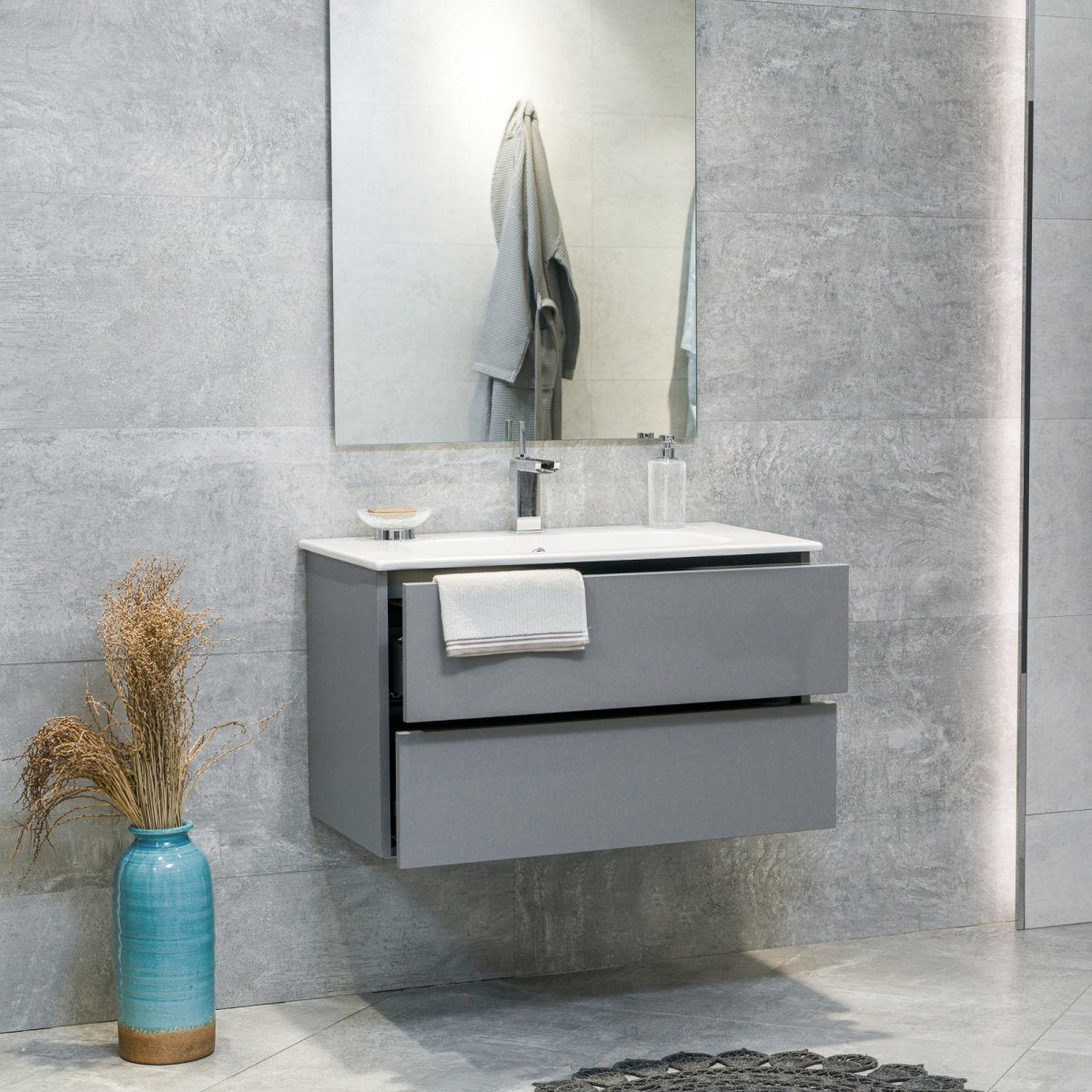 32 Inch Matte Dust Gray Veneto Floating Bathroom Vanity