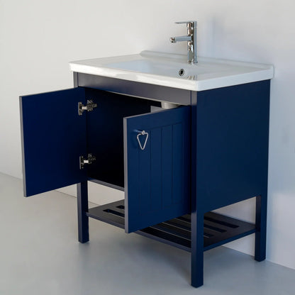 32 Inch Navy Blue Polo Freestanding Single Sink Bathroom Vanity