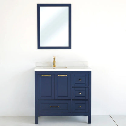 36 Inch Navy Blue Selena Bathroom Vanity - aksesuardesign