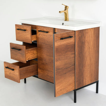 40 Inch Dark Oak Desert Single Sink Free Standing Bathroom Vanity