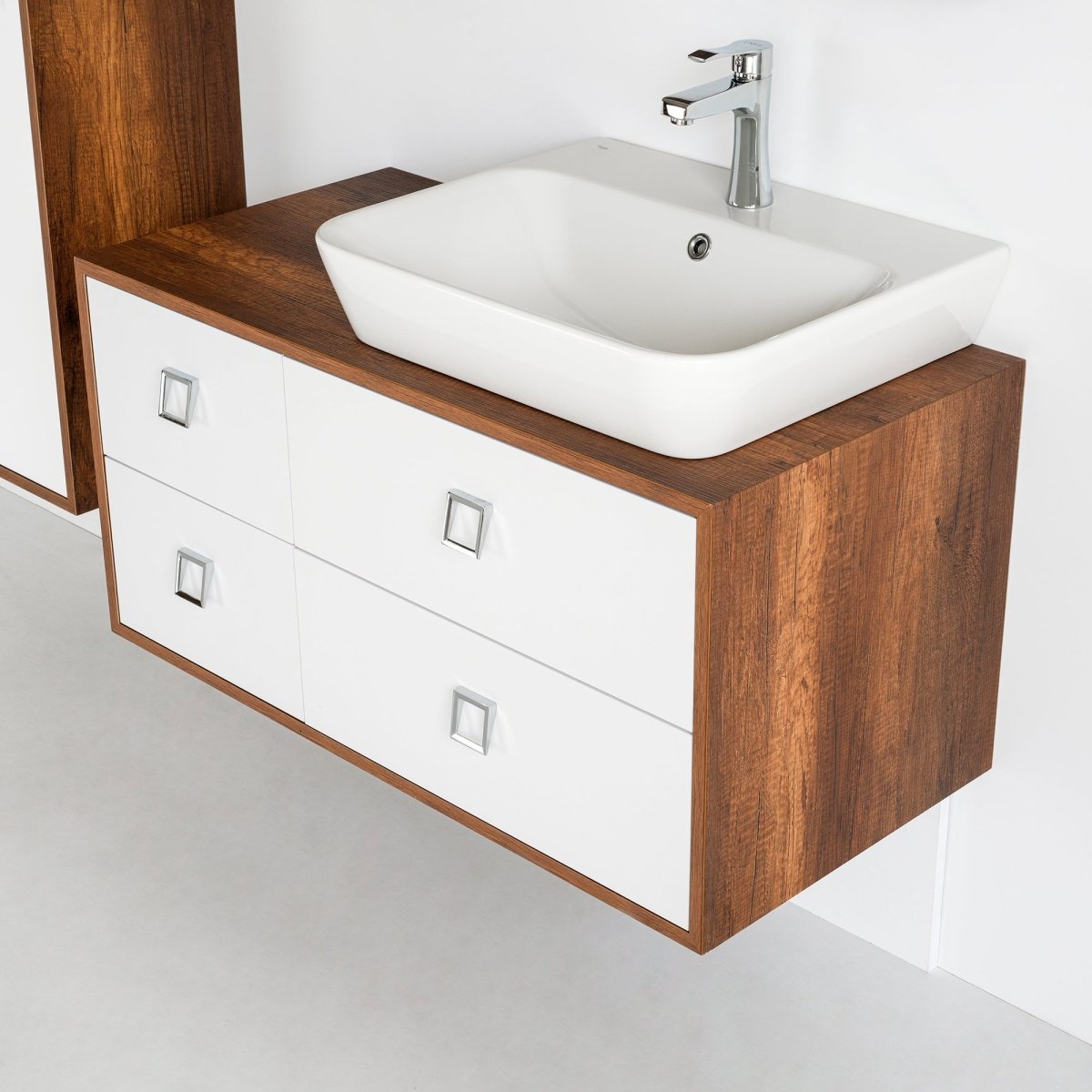 40 Inch Dark Oak & White Legno Bathroom Vanity