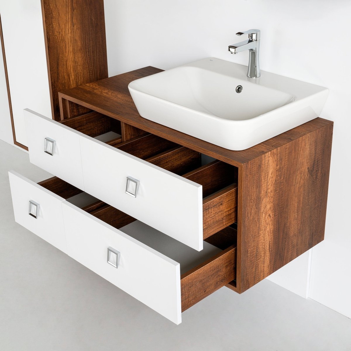 40 Inch Dark Oak & White Legno Bathroom Vanity