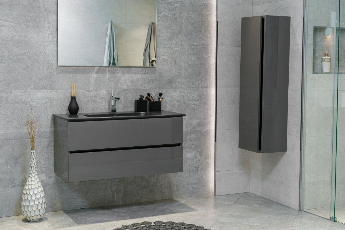 40 Inch High Gloss Anthracite Veneto Floating Bathroom Vanity