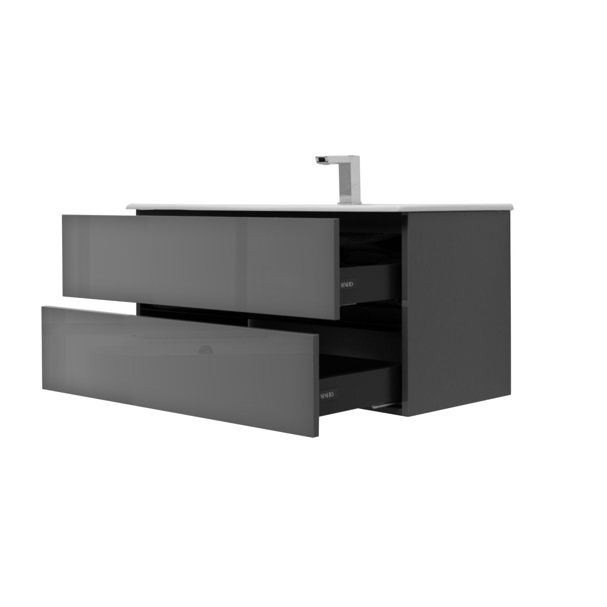 40 Inch High Gloss Anthracite Veneto Floating Bathroom Vanity