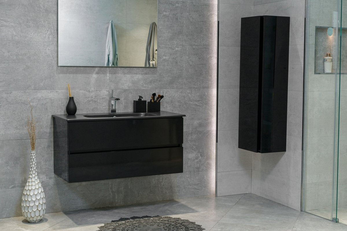 40 Inch High Gloss Black Veneto Floating Bathroom Vanity