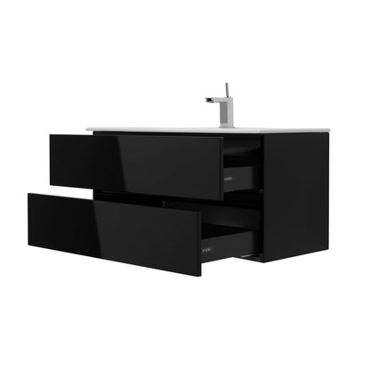 40 Inch High Gloss Black Veneto Floating Bathroom Vanity