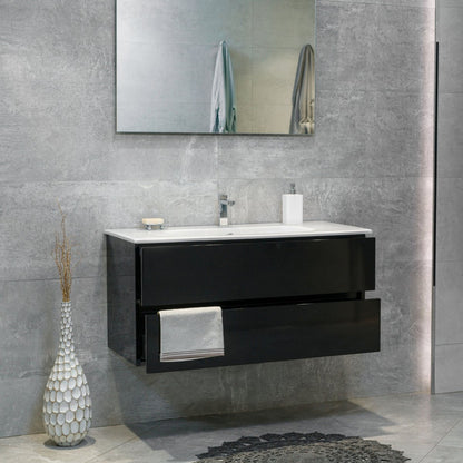 40 Inch High Gloss Black Veneto Floating Bathroom Vanity