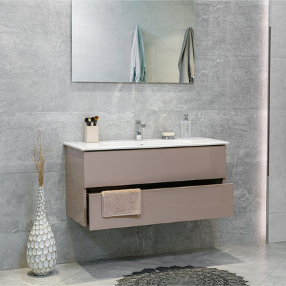 40 Inch High Gloss Capuccino Veneto Floating Bathroom Vanity