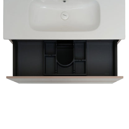 40 Inch High Gloss Capuccino Veneto Floating Bathroom Vanity