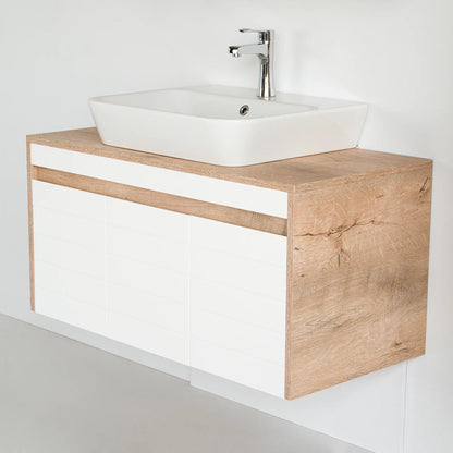 40 Inch Teak & White Hira Single Sink Bathroom Vanity