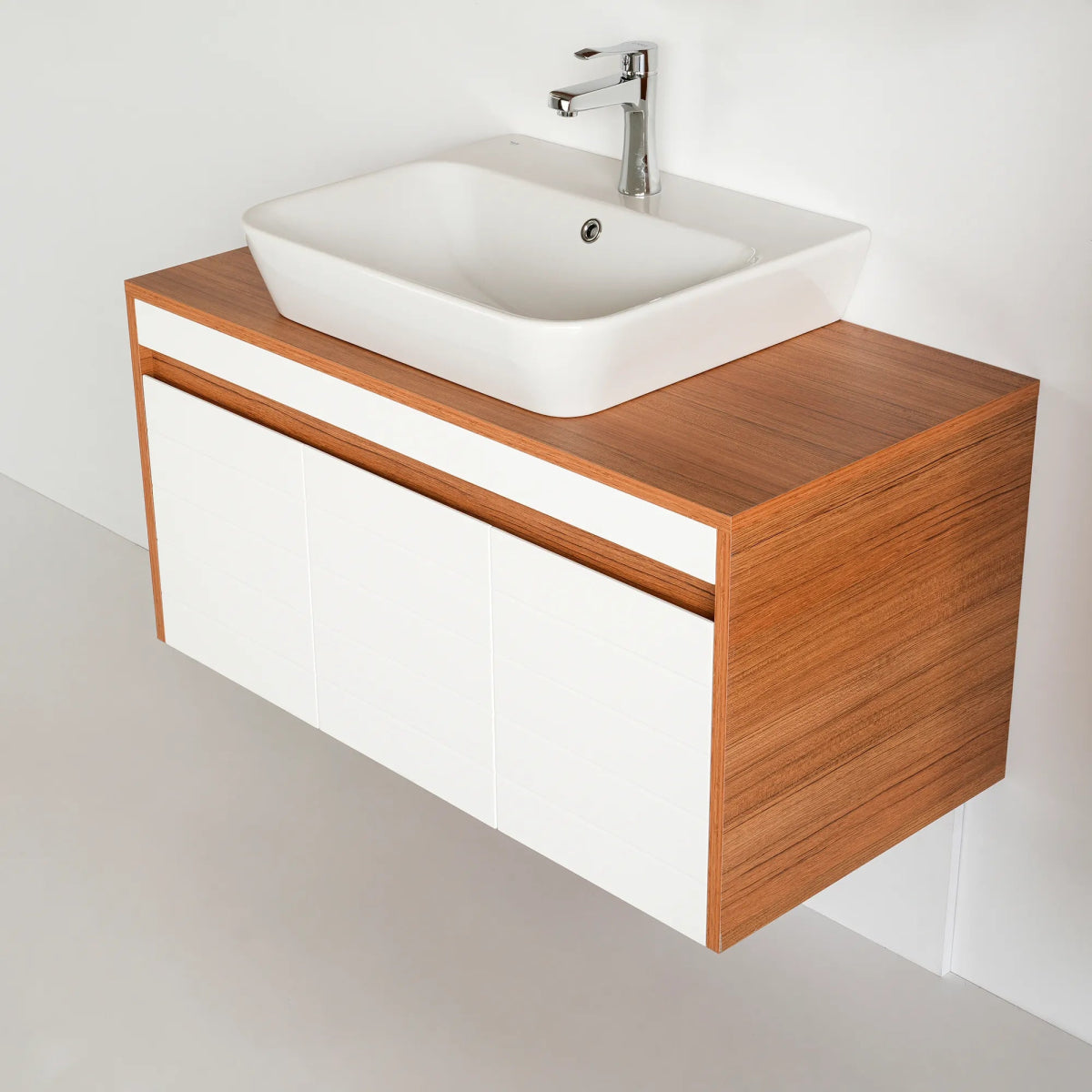 40 Inch Teak & White Hira Single Sink Bathroom Vanity