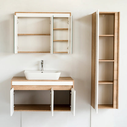 40 Inch Teak & White Hira Single Sink Bathroom Vanity