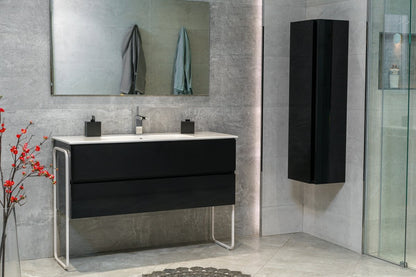 48 Inch High Gloss Black Veneto Floating Bathroom Vanity