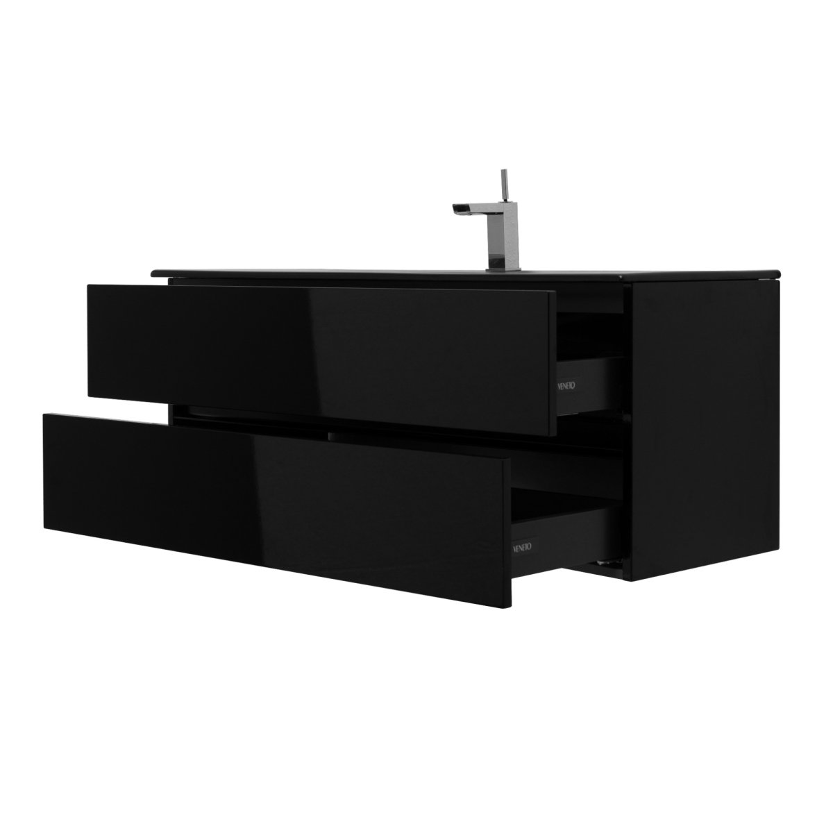 48 Inch High Gloss Black Veneto Floating Bathroom Vanity