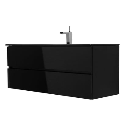 48 Inch High Gloss Black Veneto Floating Bathroom Vanity