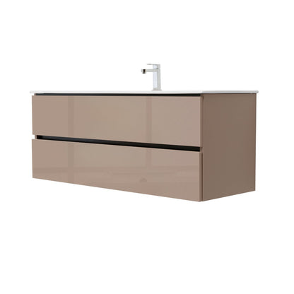 48 Inch High Gloss Capuccino Veneto Floating Bathroom Vanity