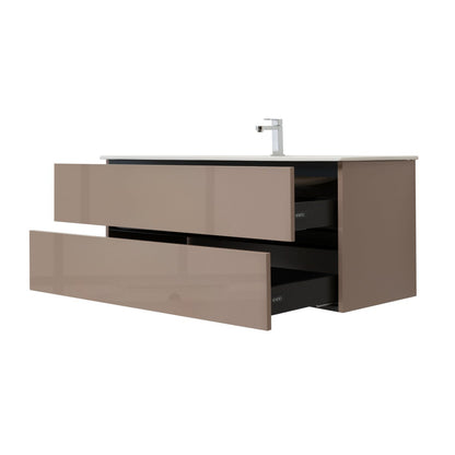 48 Inch High Gloss Capuccino Veneto Floating Bathroom Vanity - aksesuardesign