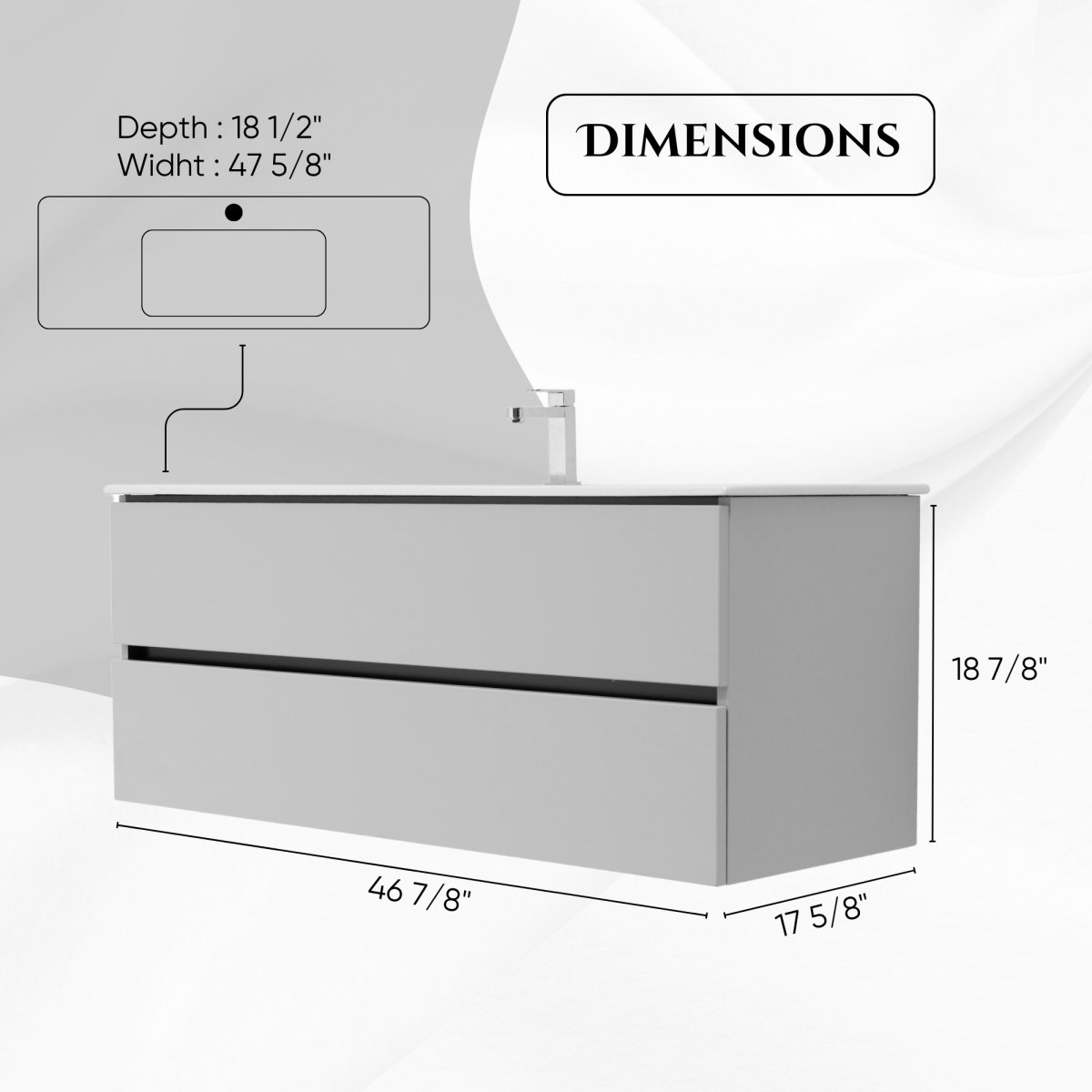 48 Inch Matte Cashmere Veneto Floating Bathroom Vanity - aksesuardesign