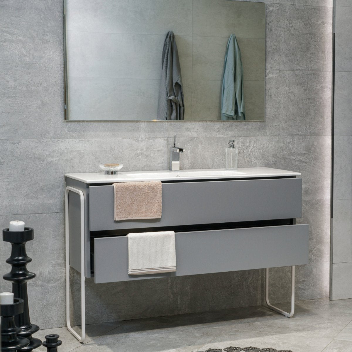 48 Inch Matte Dust Gray Veneto Floating Bathroom Vanity - aksesuardesign