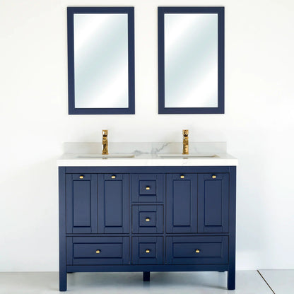 48 Inch Navy Blue Selena Double Sink Bathroom Vanity - aksesuardesign