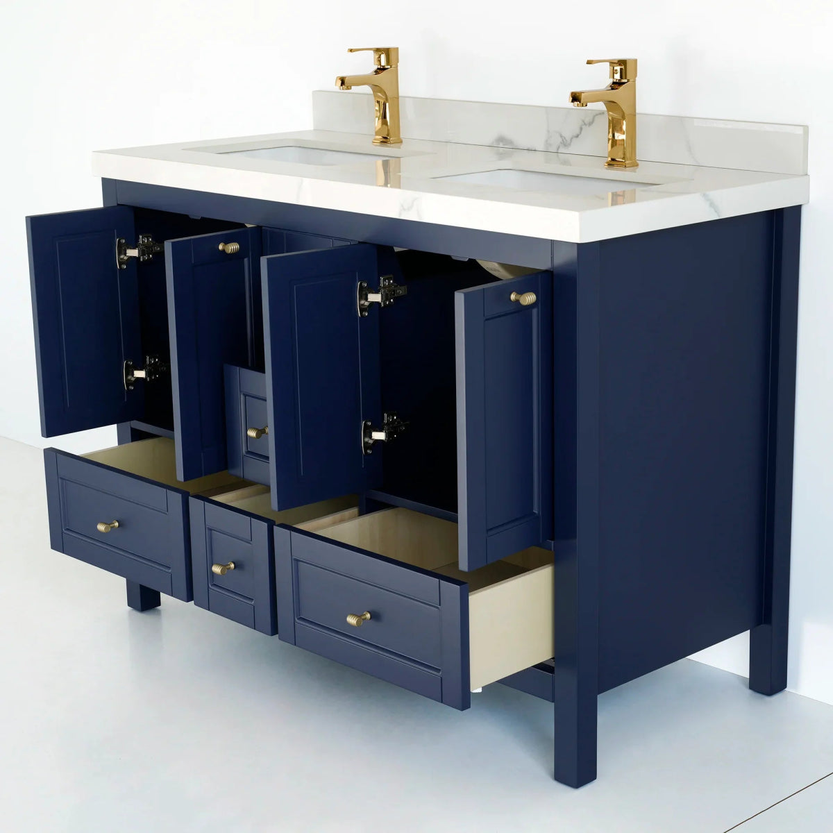 48 Inch Navy Blue Selena Double Sink Bathroom Vanity - aksesuardesign