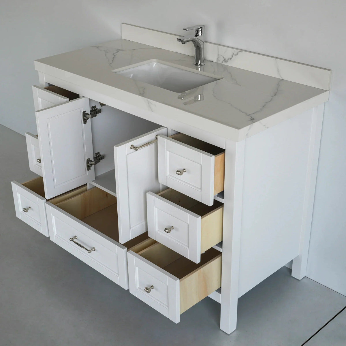 48 Inch White Selena Bathroom Vanity - aksesuardesign