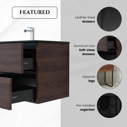 60 Inch Dark Oak Veneto Floating Bathroom Vanity - aksesuardesign