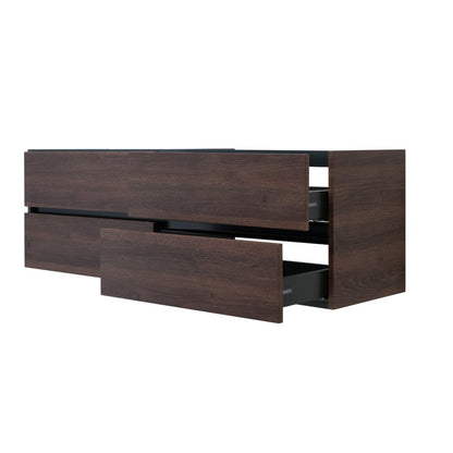 60 Inch Dark Oak Veneto Floating Bathroom Vanity - aksesuardesign