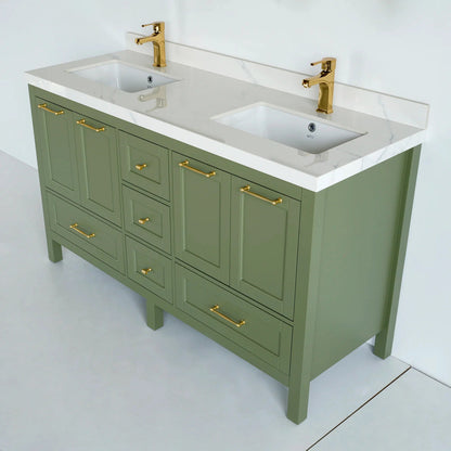 60 Inch Green Selena Bathroom Vanity - aksesuardesign