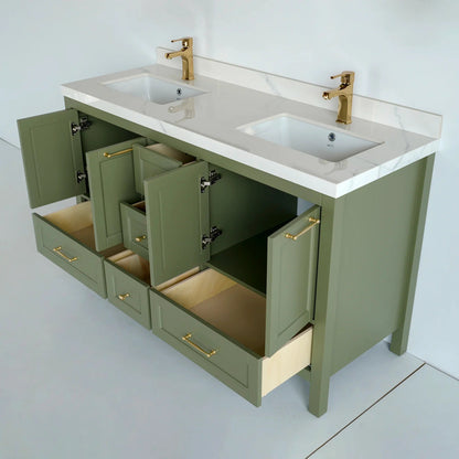 60 Inch Green Selena Bathroom Vanity - aksesuardesign