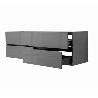 60 Inch High Gloss Anthracite Veneto Floating Bathroom Vanity - aksesuardesign