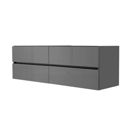 60 Inch High Gloss Anthracite Veneto Floating Bathroom Vanity - aksesuardesign