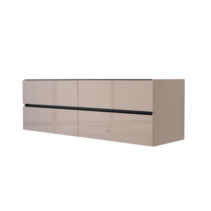 60 Inch High Gloss Capuccino Veneto Floating Bathroom Vanity - aksesuardesign