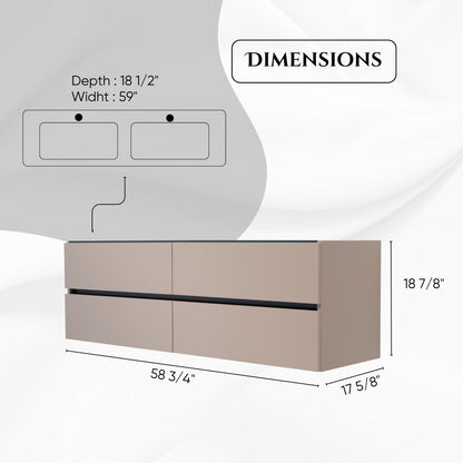 60 Inch High Gloss Capuccino Veneto Floating Bathroom Vanity - aksesuardesign