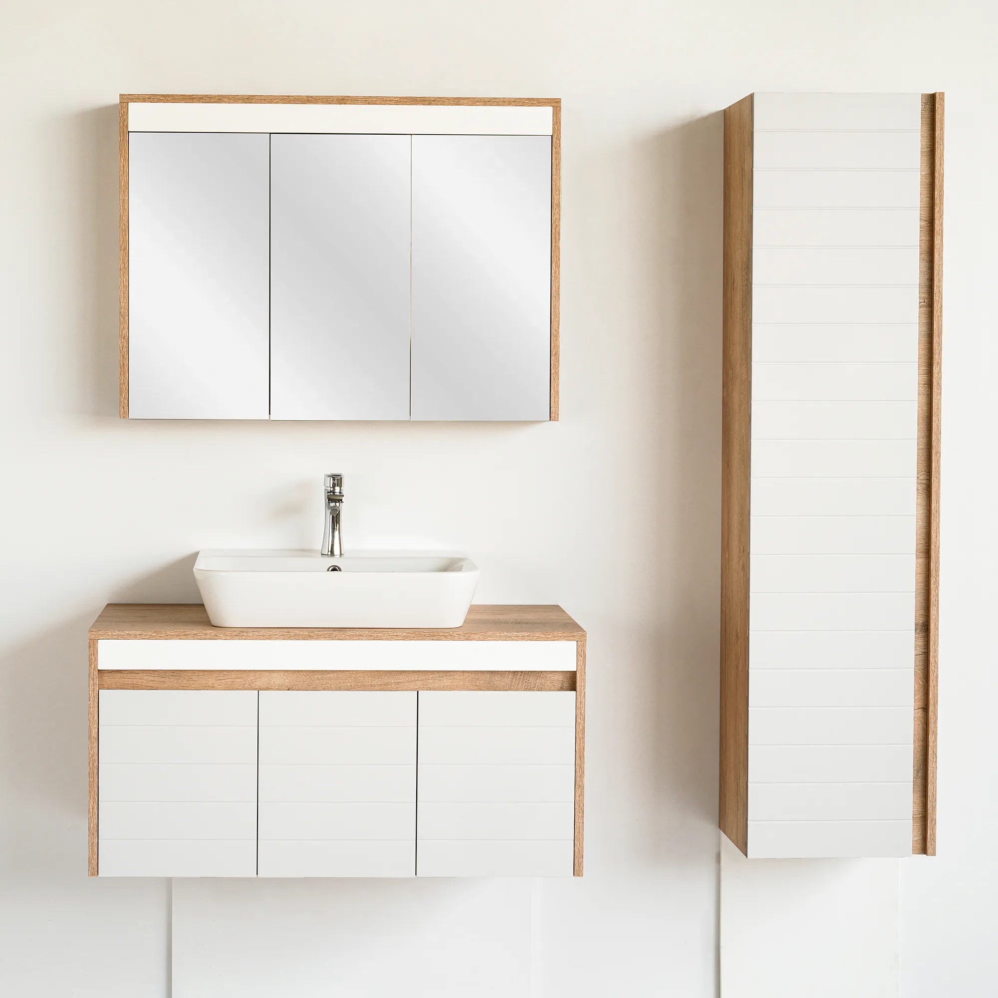 40 Inch Light Oak & White Hira Single Sink Bathroom Vanity