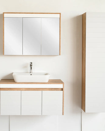 40 Inch Light Oak & White Hira Single Sink Bathroom Vanity