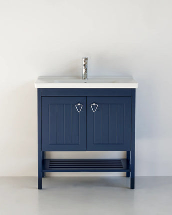 32 Inch Navy Blue Polo Freestanding Single Sink Bathroom Vanity
