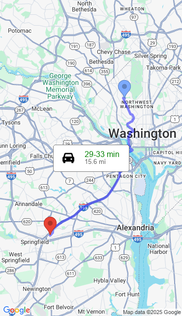 Route from Washington DC, 20008 to Our Store