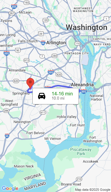 Route from Alexandria VA, 22307 to Our Store