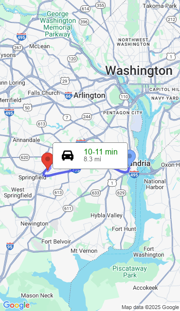 Route from Alexandria VA, 22314 to Our Store