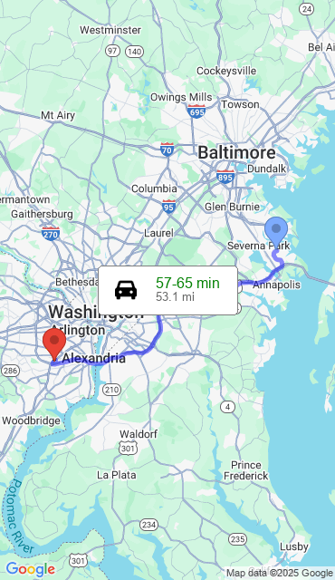 Route from Arnold MD, 21012 to Our Store