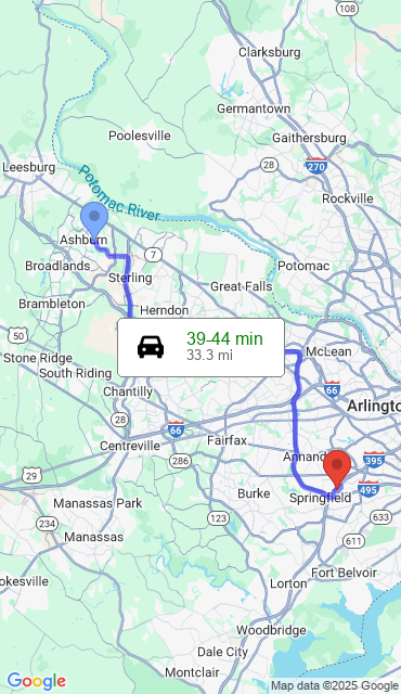 Route from Ashburn VA, 20147 to Our Store