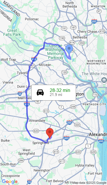 Route from Bethesda MD, 20816 to Our Store