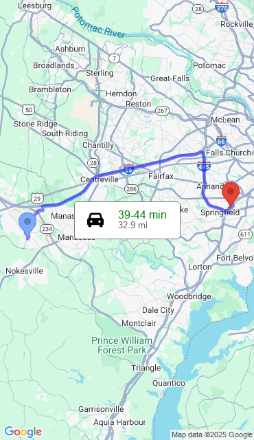 Route from Bristow VA, 20136 to Our Store