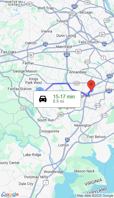 Route from Burke VA, 22015 to Our Store