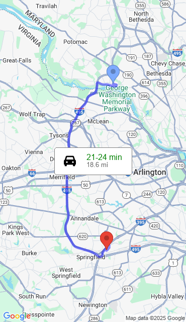 Route from Cabin John MD, 20818 to Our Store