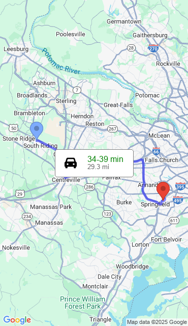 Route from Chantilly VA, 20152 to Our Store