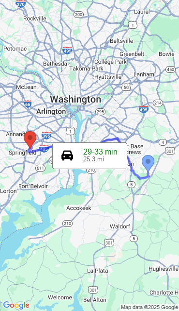 Route from Cheltenham MD, 20623 to Our Store