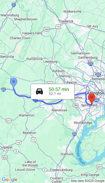 Route from Delaplane VA, 20144 to Our Store
