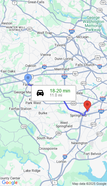 Route from Fairfax VA, 22030 to Our Store
